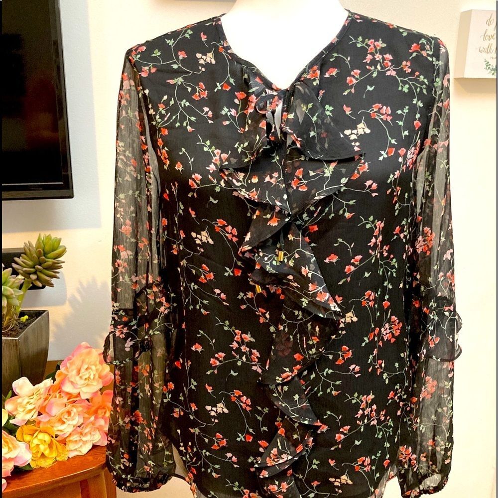 LAUREN Ralph Lauren Tops Women’s Black Floral Blouse Size S
